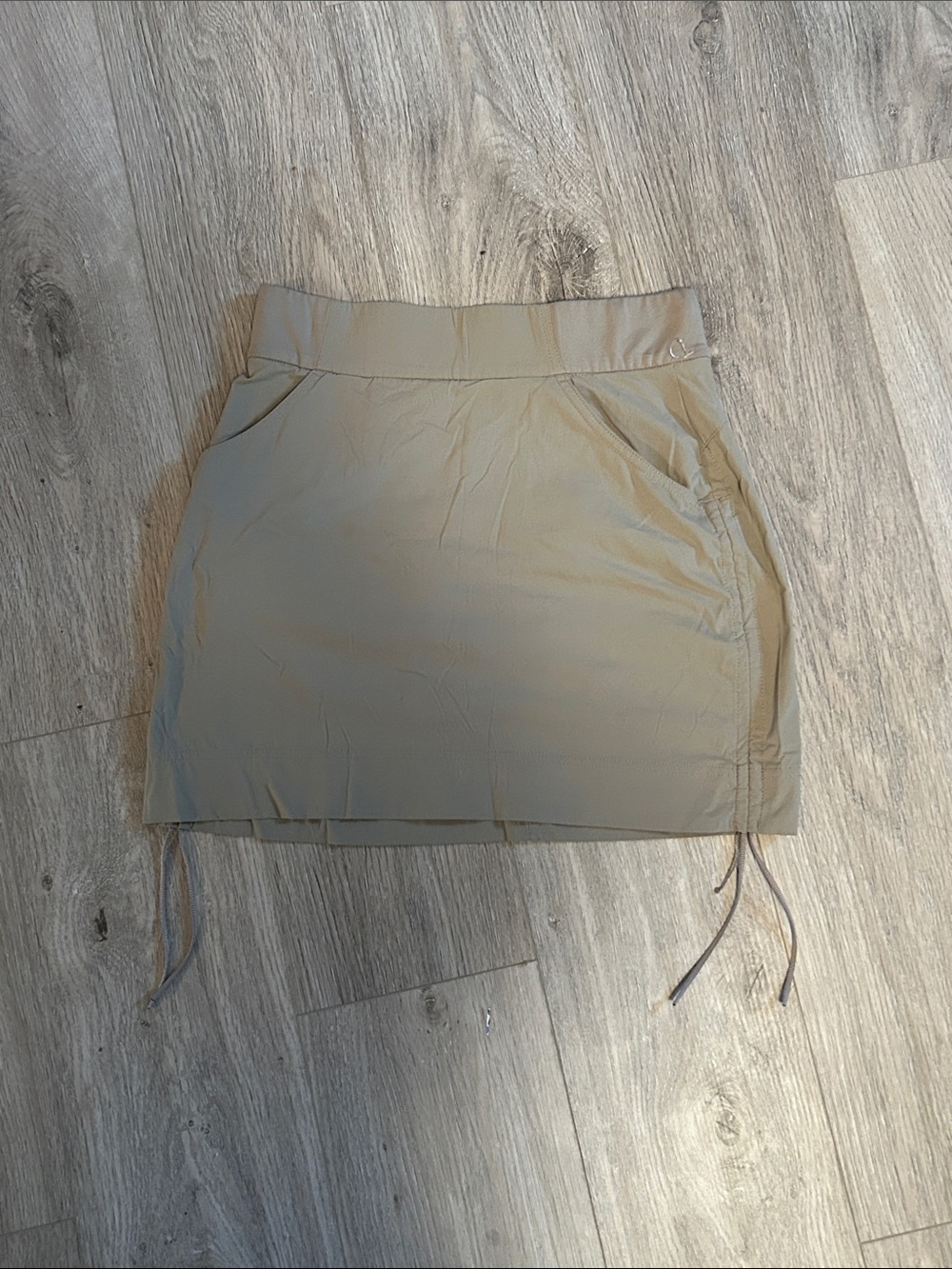 Columbia Beige Drawstring Hem Mini Skirt